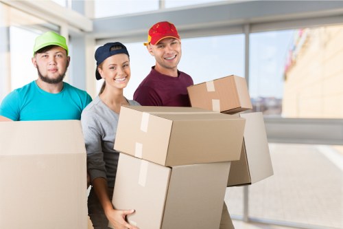 Maidavale removals team preparing boxes for a local home move