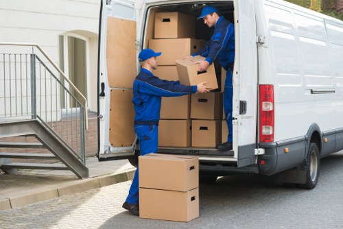 Commercial moving team preparing office relocation in Maida Vale