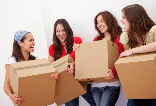 Packaged household furniture prepared for local moving services