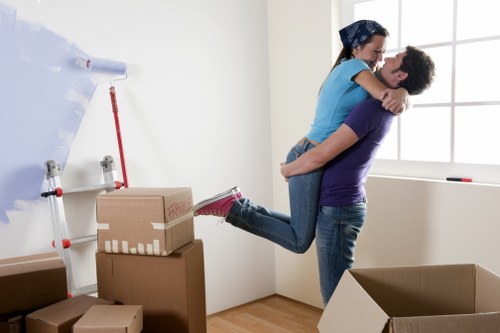 Removal van and packed boxes for a Maida Vale moving service