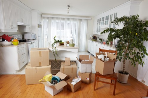Free quote paperwork and packed items ready for collection