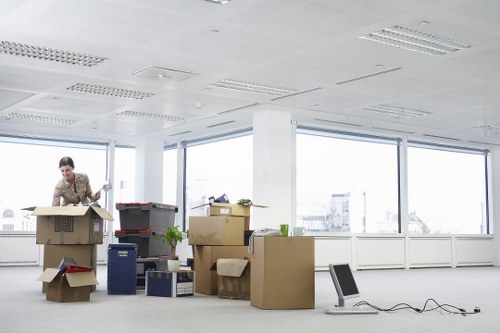 Packing and loading household items into a removals van